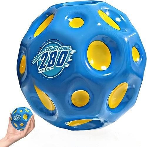 9.5 cm Big Moon Ball Super High Bouncy Lightweight PU Material Bouncy Balls for Children and Pets Interactive Toy Stress Relief Rubber Ball Bouncy Balls for Children Outdoor (Blue)