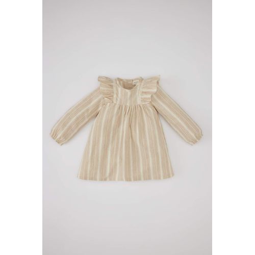 Baby Girl Striped Flared Poplin Dress