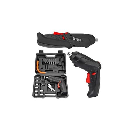 Heavy Duty Cordless Screwdriver Set, Mini Electric Screwdriver with 45pcs Accessories, LED Light, USB Charging Cable, Rechargeable Battery Mini Screwdriver with Rotary Handle and Carrying Bag