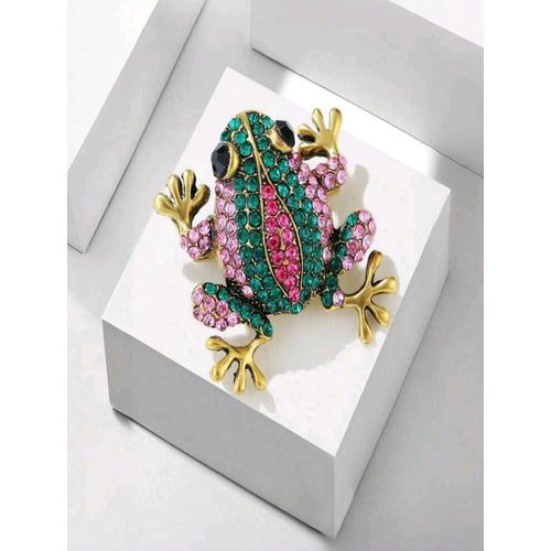 The crazy frog coloured rhinestones studded Brooch And Clothes Pin