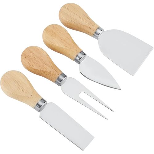 Soft Cheese Knife - 4-Piece Set with Wooden Handles in a Stylish Black Box, Designed for Easy Slicing and Serving of Your Favorite Cheeses