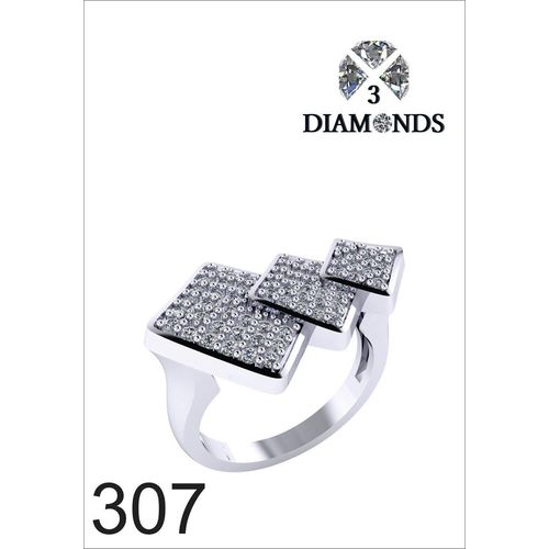 Platinum Plated Ring for Women with Zircon Stone - Silver