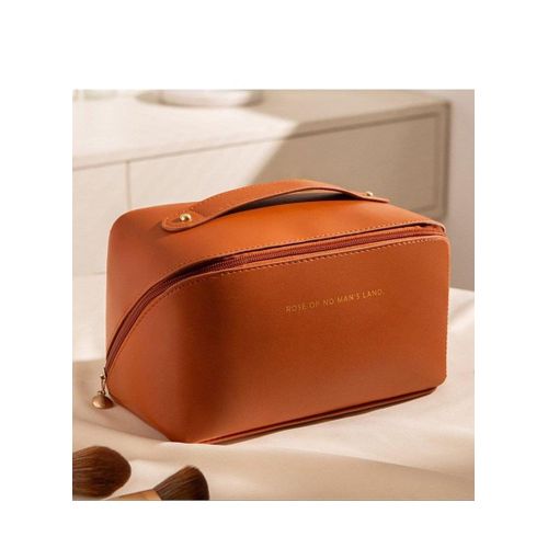 Portable Multifunctional Easy Carry Zipper Cosmetic Bag Travel Organizer Brown