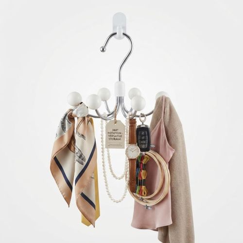 Creative Closet Organizer Hanger (35x15cm) for Scarves and Small Bags, Rotates 360° for Easy View and Quick Access, Perfect and Practical Solution to Keep Your Closet Neat and Tidy.