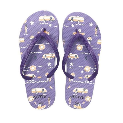 Printed Thong Slip On Slipper - Purple
