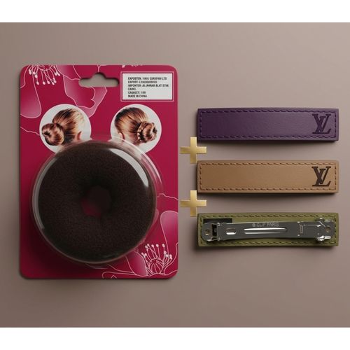 Magical Hair Bun Donut Set & 3 Luxury Leather Clips (4 Pieces in 1)