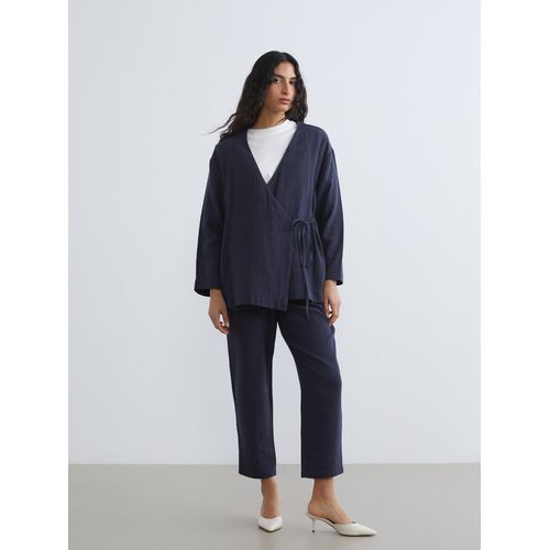 Carrot Fit Textured Women's Muslin Trousers