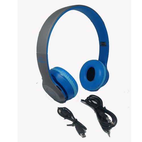P47 Wireless Bluetooth Headphone - Blue/Gray + AUX Cable
