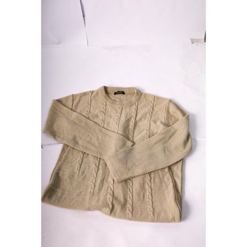 basic wool winter long sleeves long pullover for women-beige-m