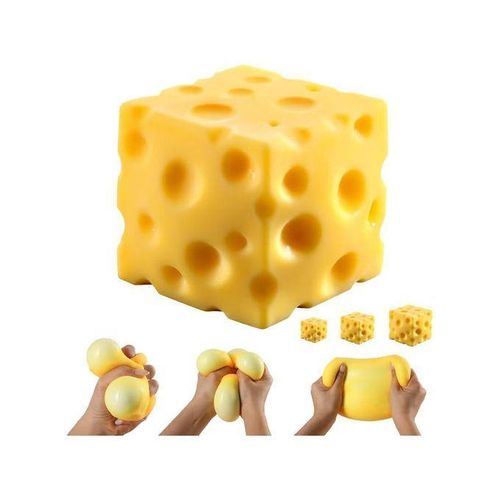 Cheese Squishy Cube Block, Squishy Fidget Toys for Adults, Easter Basket Stocking Stuffers, Sensory Stress Ball Squeeze Toys for Stress Relief (Yellow 2.4 in)