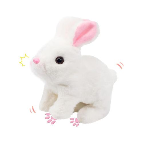 17cm Plush Interactive Hopping Rabbit – Electronic Pet Bunny Toy with Animated Walking, Wiggle Ears & Twitching Nose Soft White Companion Animal with Sounds Best Birthday, Easter & Eid Gift for Toddlers, Girls & Kids