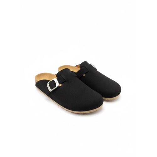 Trendy Slipper and chic women's clogs in suede - Black