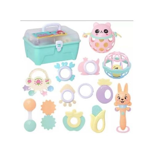 11-Piece Silicone Baby Rattle and Teething Toy Set