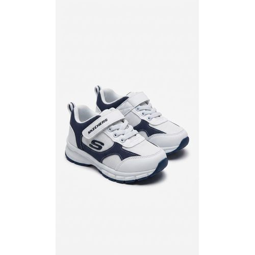 Skechers Kids' Athletic Sneakers - White & Navy Blue (Velcro Strap)