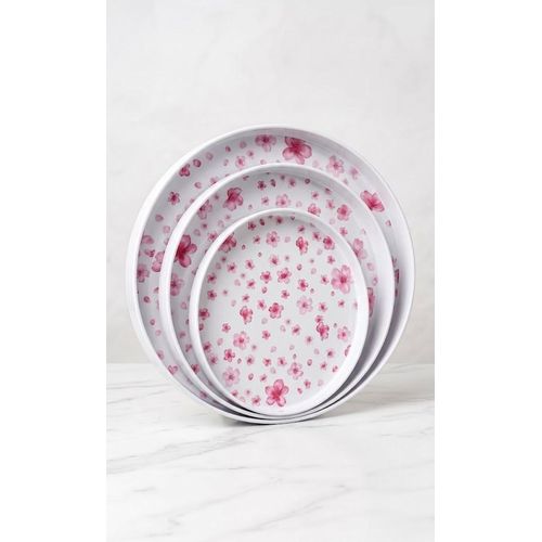 3415 3-Piece Medium and Small Melamine Tray Set, Multicolor