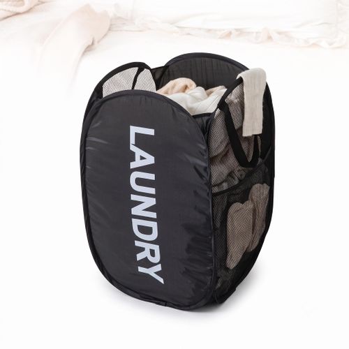 Double-Sided Pop-Up Mesh Laundry Hamper with Handles and Pocket – Foldable Toy & Clothes Storage Basket (Random Color)