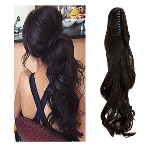 Black thermal fiber wavy ponytail hair extension