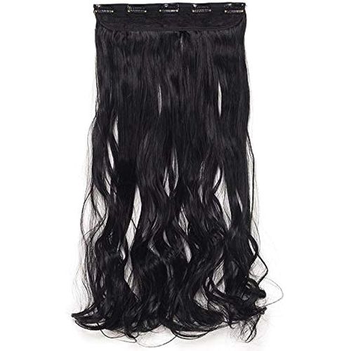 Synthetic Hair Extension Long Wavy Black Color