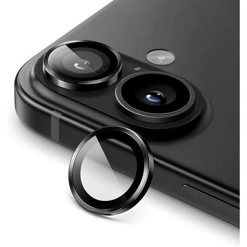 Camera Lens Protector for iPhone 16 6.1 inch and iPhone Plus 6.7 inch Single Ring Cover Tempered Glass 9H Hardness Clear HD 1 Set Black