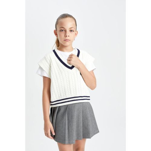 Girl Standard Fit Sweater Vest - Ecru