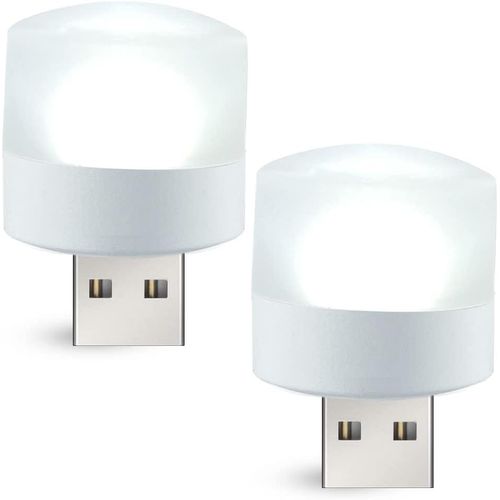 BukNikis Cool White USB Lamps, Mini USB LED Lights for Home Use, Camping, Car Interior, DC 5V, 1W, 2-Pack