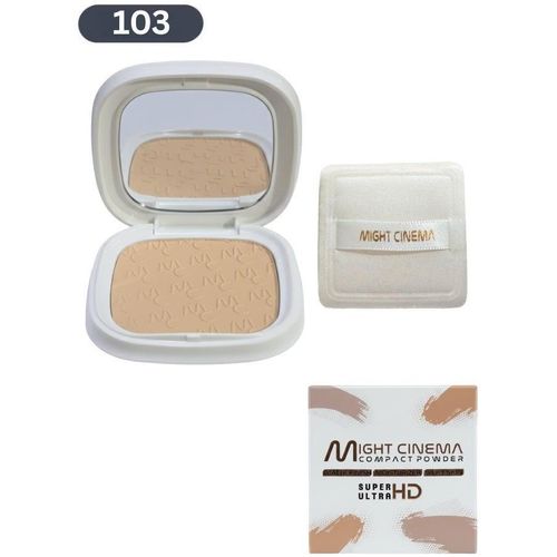 Might Cinema Compact Powder with Sponge â€“ Velvet Matte Pressed Face Powder â€“ 4 Shades for Smooth, Shine-Free Finish â€“ Sets Foundation, Blurs Pores and Imperfections â€“ Ideal for Oily and Combination Skin