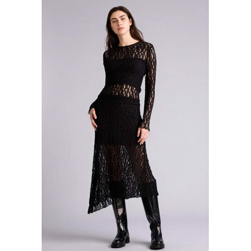 Asymmetrical Normal Waist Jersey Lining Lace Midi Skirt
