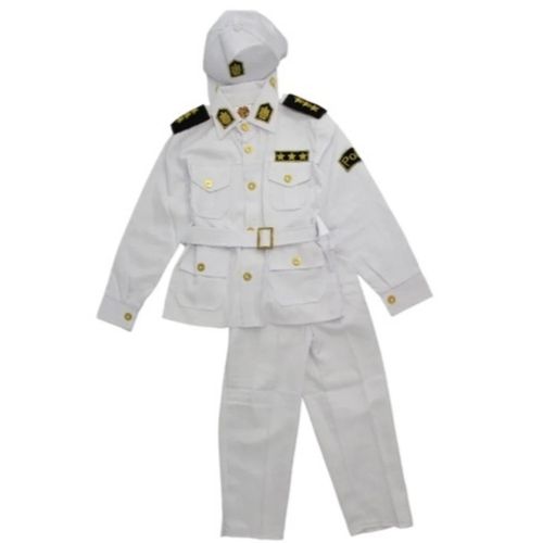Police costume , white , belt , hat , 10-12 years