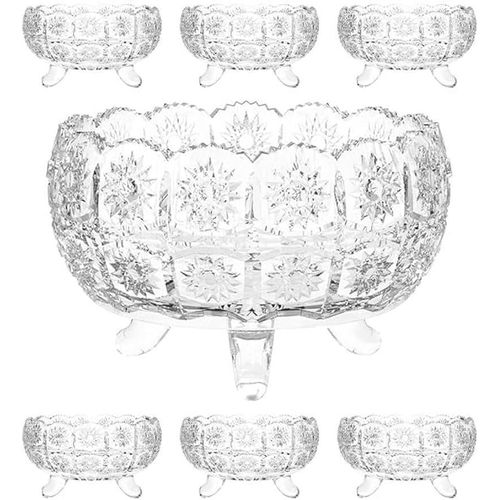 7-Piece Clear Dessert Set6 Small Bowls (10cm)1 Large Bowl (20cm)Suitable for hot and cold beveragesMade in EgyptClear