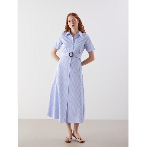Striped Belted Shirt Dress