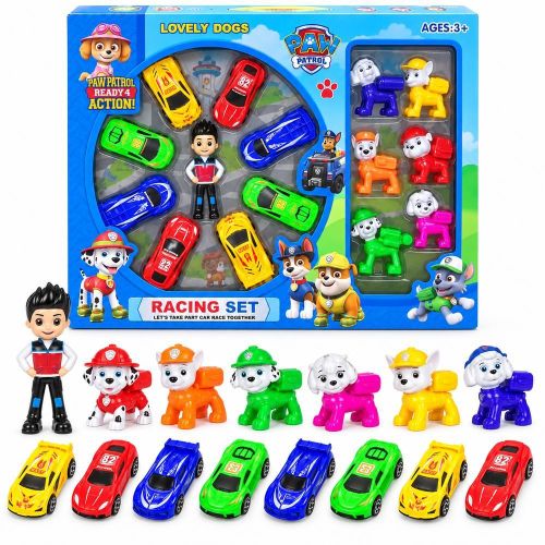 Racing Set with 6 Character Figures and 8 Toy Cars - 546-7D