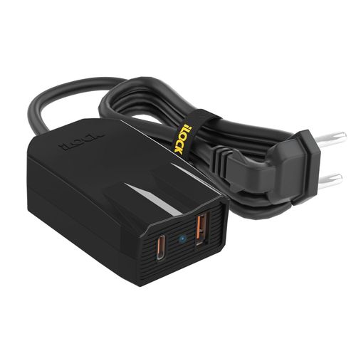 Mini Charger PRO , Dual Port Type-C & Type-USB + 2 Outlets , Fast Charging (3 meters) (Gulf Edition)