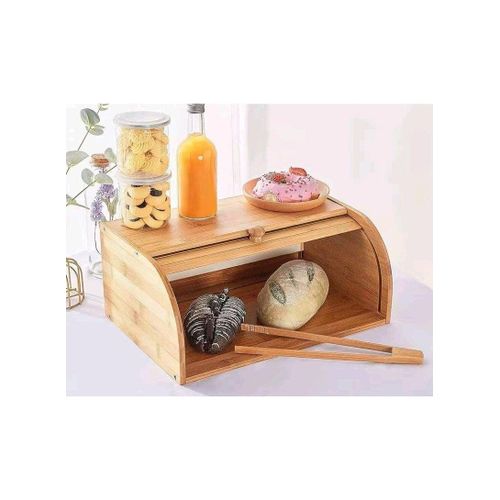 Elegant Light Wood Bread Box with Top Handle