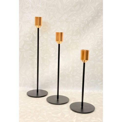 Triple candlestick set (black and gold