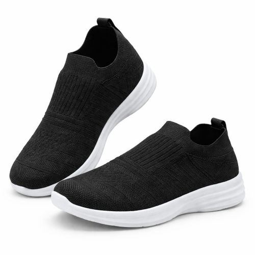 AF18 Women’s Lightweight Sport Sneakers – Breathable Mesh Fabric – Flexible Medical Sole for Daily Walking - Black