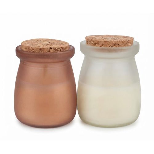 Luxury scented candle set in a camouflage glass jar with a natural cork lid, 2 pieces, multi-colored