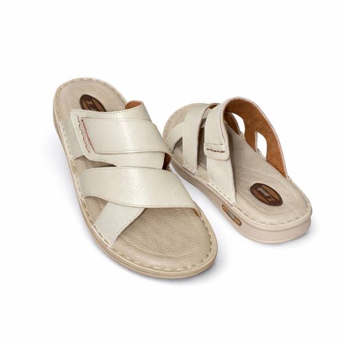 Men's flat slippers in genuine leather