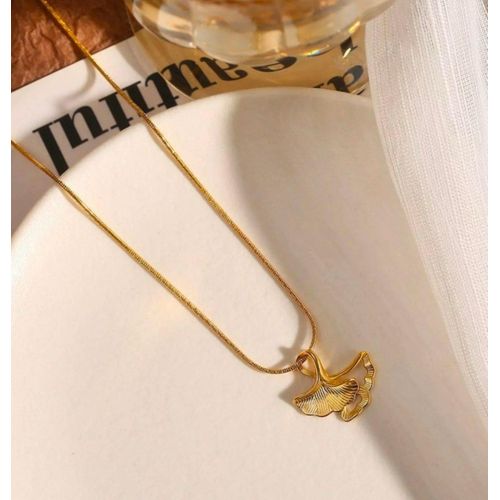 Women's Delicate Ginkgo Leaf Design Necklace in Gold-Tone