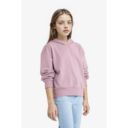 Relax Fit Hooded Basic Plain Sweatshirt Girls'