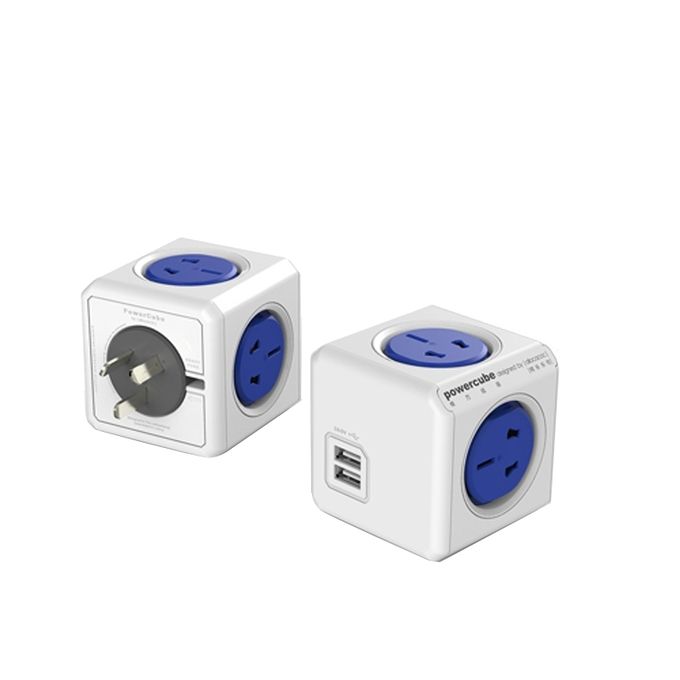 PowerCube 10A Universal Wall Adapter Power Socket With 4 Sockets And 2 USB Ports For Home Office, Random Color Delivery