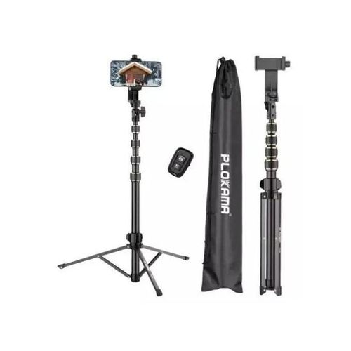 PLOKAMA Tripod-PK-998 - Professional Tripod - Up to 170cm - with Bluetooth Remote - for Camera, Phone, and Ring Lights - Black