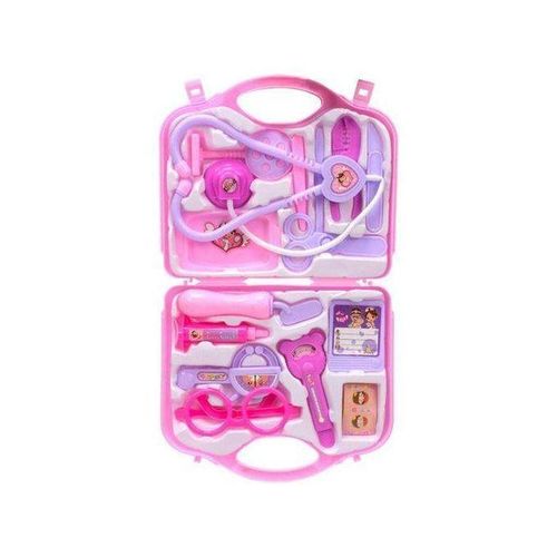 مجموعة لعب طبيب الأطفال، 15 قطعة مع سماعة طبية حقيقة، مقياس حرارة، حقنة - هدية للأطفال، لعبة تعليمية طبية، لعبة جماعية للأعمار من 3 سنوات فما فوق (وردي)