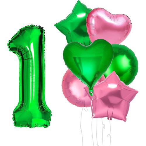 أعداد كبيرة من 40 pulgadas من 0 إلى 9، كرات ألومنيوم كبيرة وورود مصنوعة من المايلر مع قلب ونجمة لتزيين احتفالات عيد الميلاد (رقم 1)