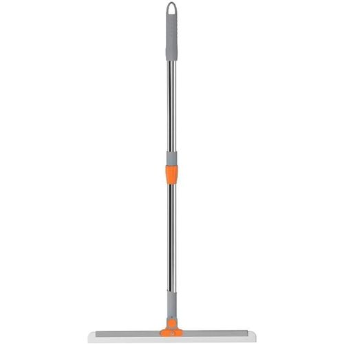 Durable silicone rubber mop with a long handle and adjustable telescopic pole for cleaning floors in the home, garage, bathroom, tiles, marble, glass, and windows.