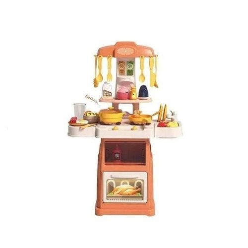 Kids Kitchen Toy Set with Light & Analog Sound, Toy Kitchen Playset with Lots of Kitchen Accessories, Large Cooking Toy with Realistic Oven Press Water Faucet & Kitchenware for Boy Girl