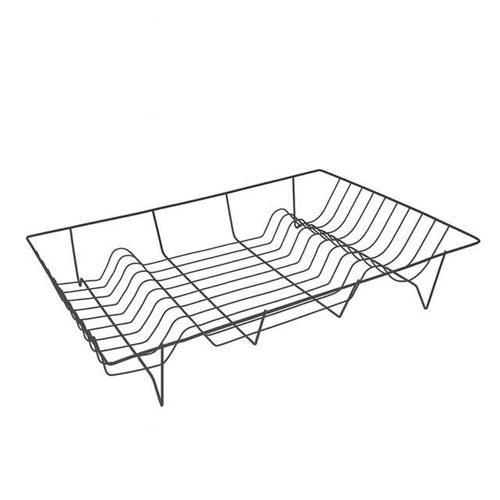 Large Dish Drying Rack for Kitchen Counter, Metal Wire Dish Drainer, Rust-Resistant Plate & Cup Drying Rack, Space Saving Kitchen Organizer, 48 × 32 cm, Black