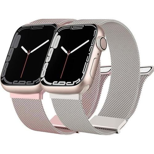 Compatible with Apple Watch Bands 49mm 45mm 44mm 42mm, Replacement Bands Compatible with iWatch Series 8 7 6 5 4 3 2 1 SE for Women Men (Starlight+Rose Gold)