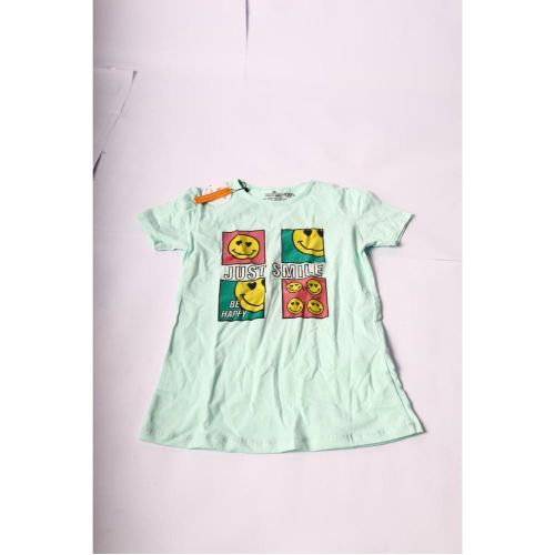 Emoji Short Sleeves Mint Green Girls T-Shirt - Green - wrong size 14y
