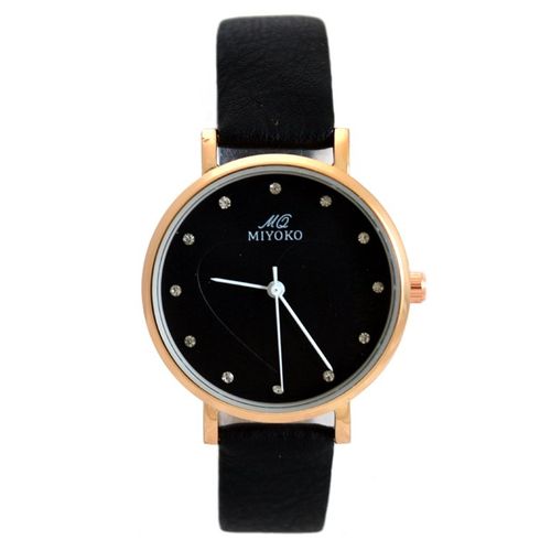 MQ-650BK Leather Watch -Black - (158)