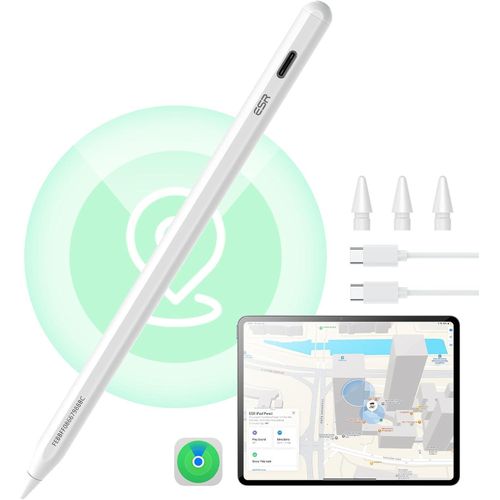 Geo Digital iPad Pencil Findmy Compatible with Apple iPad 2018-2026,with Easy Shortcuts for Apple iPad A16/10/9/8 & Air 13/11 & Pro 12.9/13/11 & Mini 7/6/5,White(No Wireless Charging)